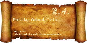 Matity Ambrózia névjegykártya